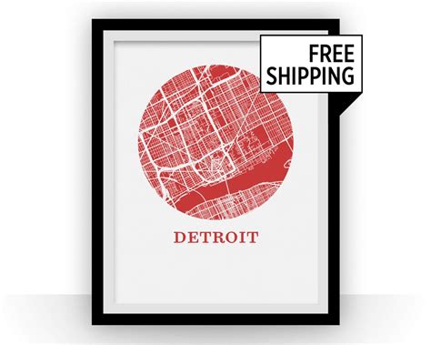 Detroit Map Print City Map Poster - Etsy