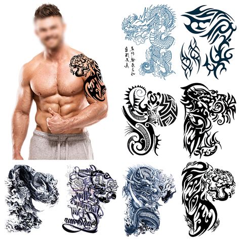 Buy Temporary Tattoos for Adult Men, Howaf 8 Sheets Waterproof ...