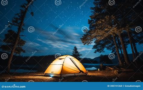 Camping Under the Starry Night, Surrounded by Nature Generated by AI Stock Photo - Image of ...