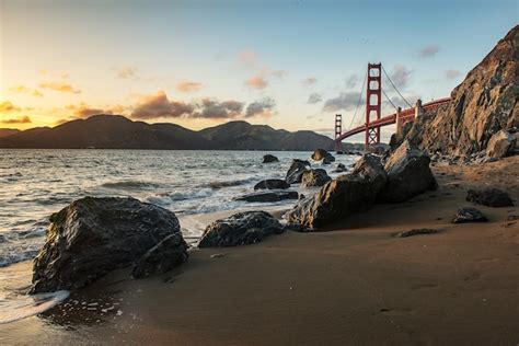 Premium Photo | Beautiful sunset and Golden Gate Bridge