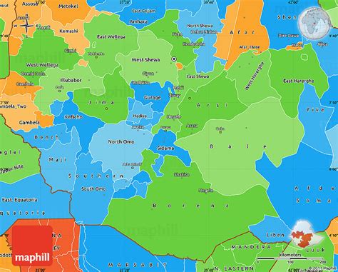 Political Shades Simple Map of Oromiya