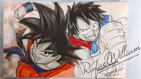 Rafael William Drawing Pencil: Goku e Luffy juntos!!!