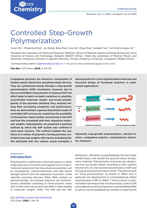 (PDF) Controlled Step-Growth Polymerization