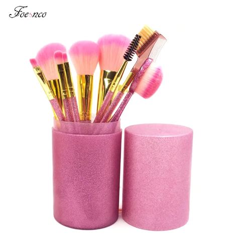 9pcs/set Makeup Brushes Kit Soft Synthetic Glitter Handle Oval Brushes ...