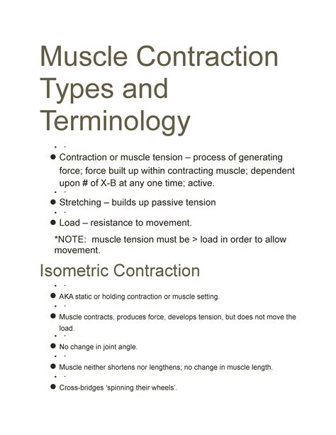 Muscle Contraction Types and Terminology - Muscle Contraction Types and ...