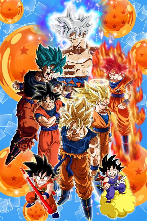 Dragon Ball Z/Super Poster Goku from Kid to Ultra 12in x 18in Free Shipping | eBay