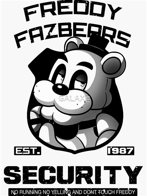 "Freddy Fazbear's Security BLACK AND WHITE" Sticker for Sale by GALAXE | Redbubble