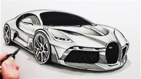 How to Draw a Sports Car: The Bugatti Divo | Car drawings, Cool car ...