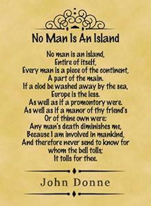 A4 Size Parchment Poster Classic Poem John Donne No Man is an Island: Amazon.co.uk: Kitchen & Home