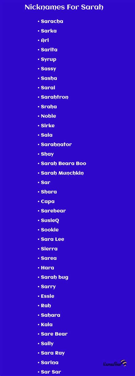 Sarah Nicknames: 400+ Catchy And Creative Sarah Nicknames Ideas - NamesBee