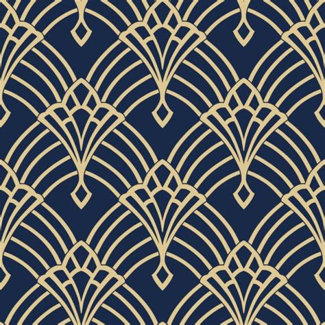 Waldorf Deco Wallpaper Navy / Gold World of Wallpaper 274447