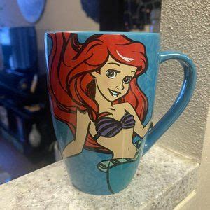 Disney | Dining | 2 Vintage Retro Blue Ariel And Red Snow White Disney Coffee Mugs | Poshmark