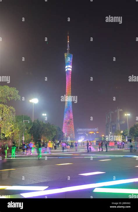 Canton Tower night cityscape in Guangzhou China Stock Photo - Alamy