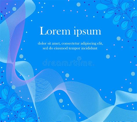 Abstract Winter Banner Vector with Vector Waves and Leaves on Blue Background. Stock ...