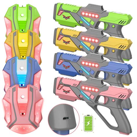 Rechargeable Laser Tag Set with Vests, Laser Tag Guns Set of 4, Multi Player Lazer Tag Set for ...