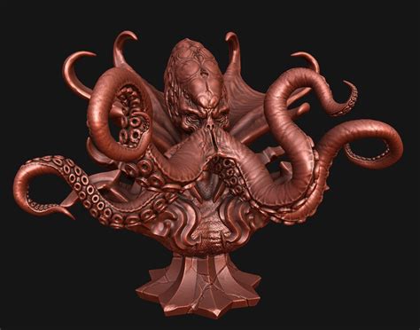 Illithid - Mind Flayer Bust 3D model 3D printable | CGTrader