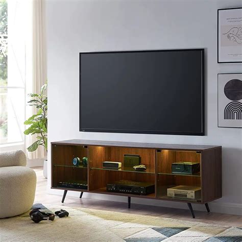 Modern TV Stand for 75 Inch TV with LED Lights, Gaming Entertainment C