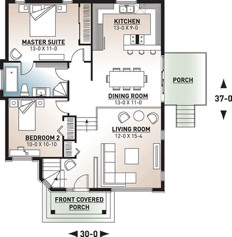 Plan 21295DR: One-Story House Plan with Sunken Living Room | Living room floor plans, Sunken ...