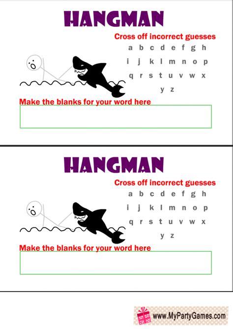 Free Printable Hangman Game Templates