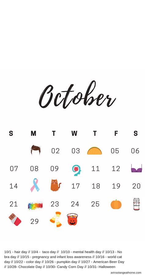 October National Days Calendar - arinsolangeathome