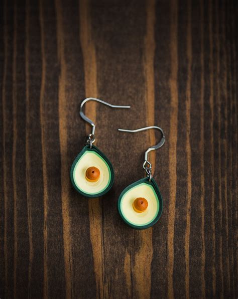 Avocado Paper Quilling Earrings 1st Anniversary Gift for Her Paper ...