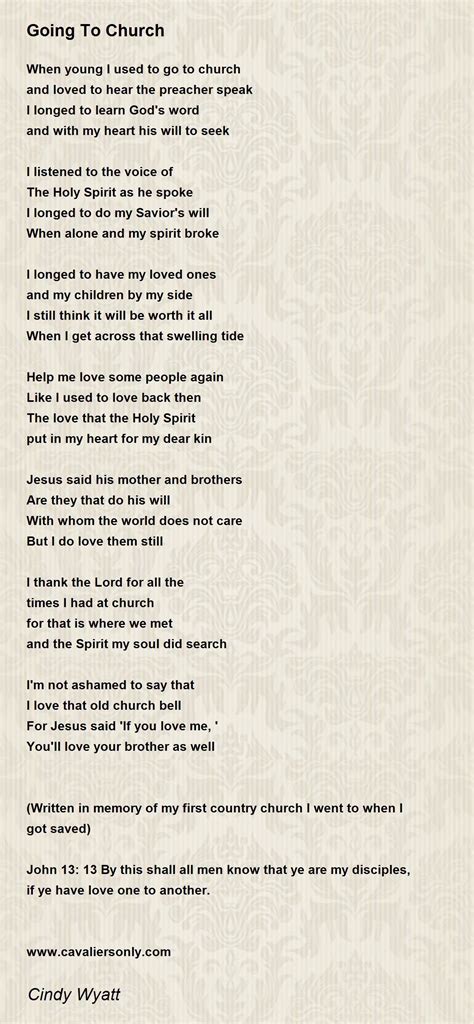 Going To Church - Going To Church Poem by Cindy Wyatt