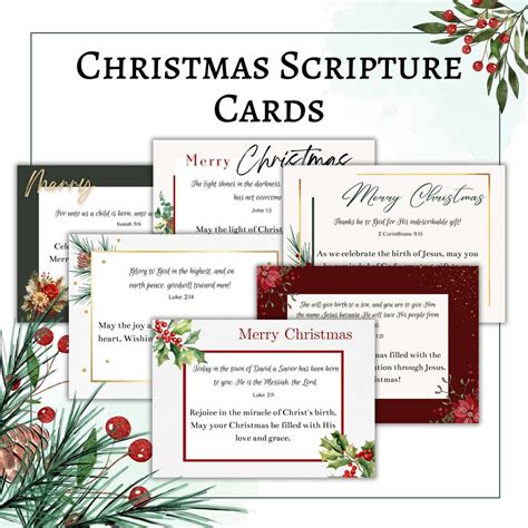 Christmas Scripture Cards Printable Christmas Bible Verses for Cards ...