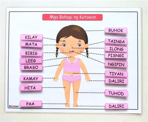 Body Parts Worksheet English Tagalog Learning Material Teaching ...