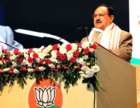 BJP National President JP Nadda with Assam Chief Minister Himanta Biswa Sarma and state BJP ...