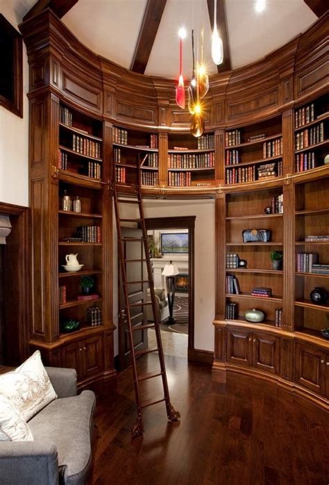 biblioteca de la Casa de muebles de ideas de madera de los estantes de la escalera tapizado sofá ...