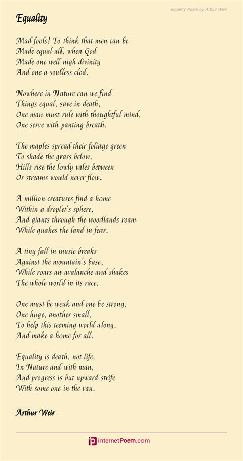 Equality Poem by Arthur Weir