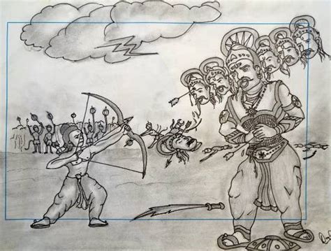 Rama killing Ravana Painting by Lokesh Verma