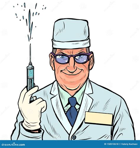 Doctor Man With A Syringe. Vaccination And Injection Vector ...