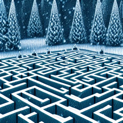 Theme Park Maze Snow Trees Christmas Winter Illustration · Creative Fabrica