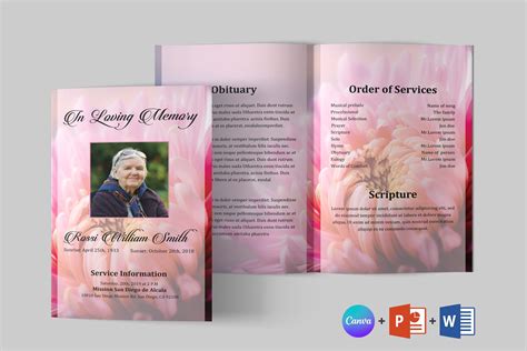 Floral funeral program template funeral program template word and powerpoint memorial program ...
