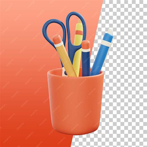 Premium PSD | Pencil cup 3d rendering Illustration