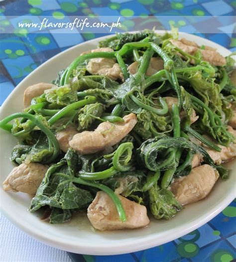 Ginisang Talbos ng Sayote with Chicken (Stir-Fried Sayote Leaves with Chicken)