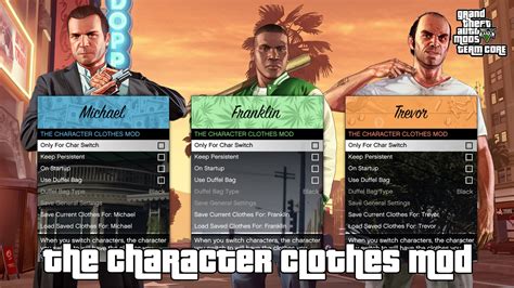 The Character Clothes Mod [.NET] 1.0.1 – GTA 5 mod