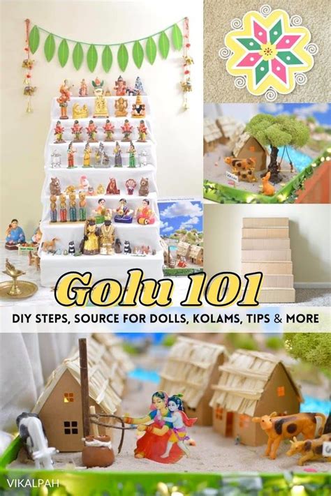 DIY cardboard steps for mini golu, golu dolld sources for mini dolls, kolams for carpet, tips ...