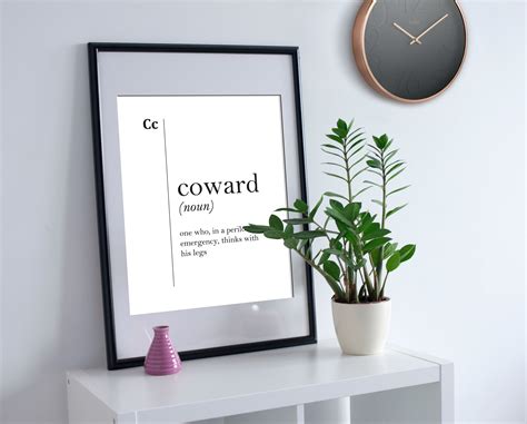 Coward Definition Print Sports Motivational Poster Friend Gift - Etsy