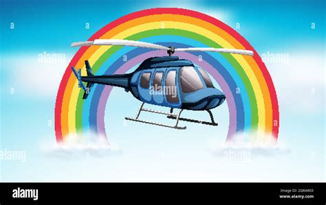 Helicopter flying in the blue sky with rainbow background Stock Vector Image & Art - Alamy