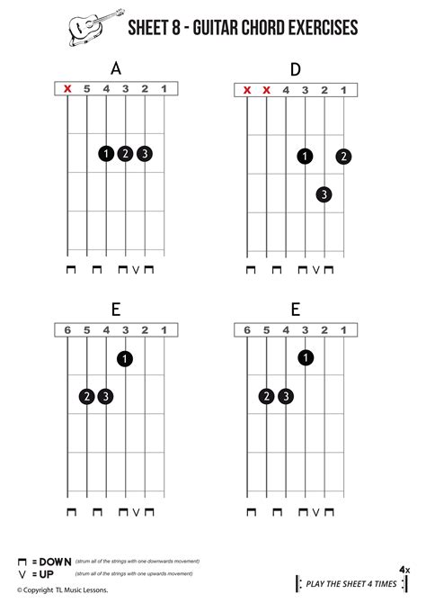 Sheet 8 - Beginners Guitar Chords - Easy Reading | Guitar chords ...