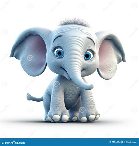 Playful Disney-style Elephant Baby in 3d Pixar Animation Stock ...