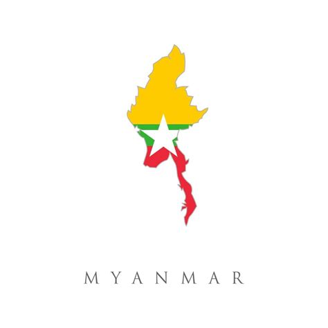 Myanmar Burma detailed map with flag of country.. Union of Myanmar or ...