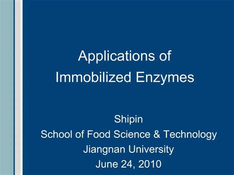 PPT - Applications of Immobilized Enzymes PowerPoint Presentation, free download - ID:302478