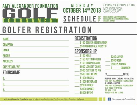 Golf Tournament Registration Form Template Word