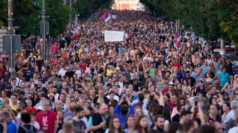 Serbia: Tens of thousands protest after mass shootings | CTV News