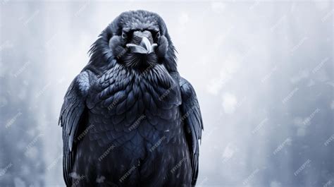 Premium AI Image | Fantasy Crow Wildlife Photography With A Snowy Background