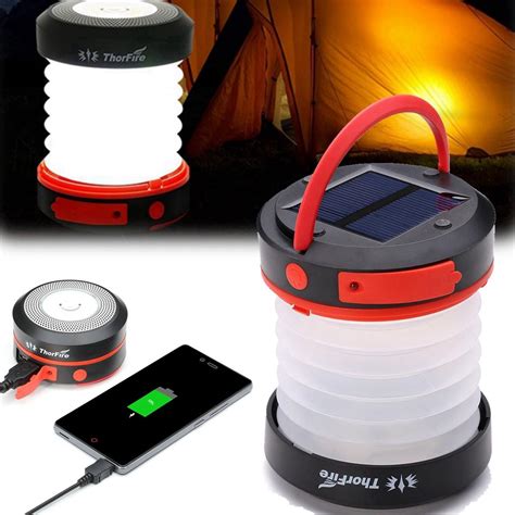 ThorFire Solar LED Camping Lantern USB Rechargeable Light for Outdoor ...