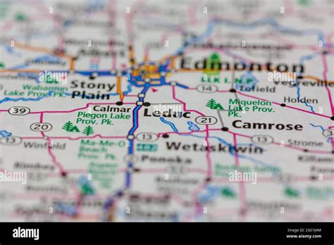 Leduc Alberta Canada shown on a road map or Geography map Stock Photo ...